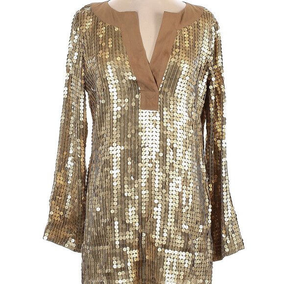 MICHAEL Michael Kors Tops - Michael Kors gold sequin holiday party tunic top, Small